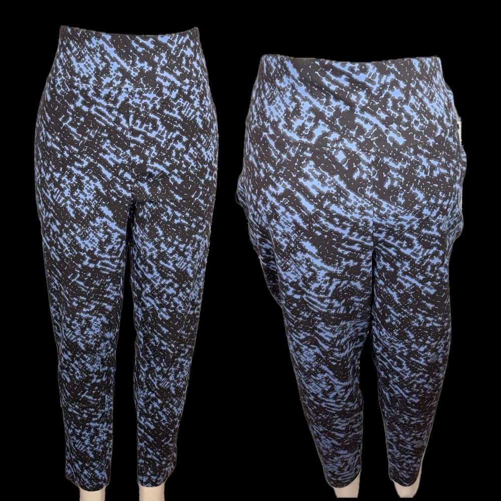 Terra & Sky +4X Blue Snake Print High Rise Fitted Cotton Spandex Leggings Pants